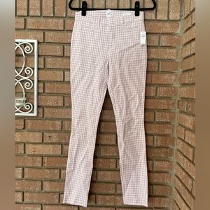 NWT- Gap Signature Skinny Ankle Pants in pink and white gingham- 0 Tall